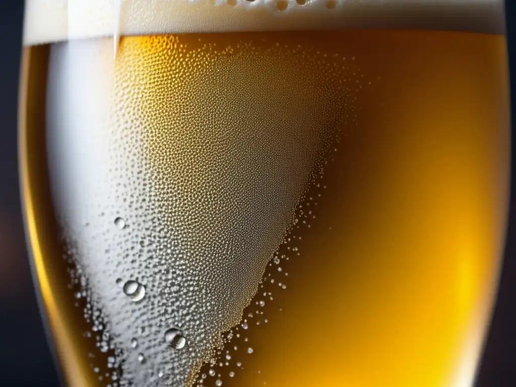 Armonía de sabores en una cerveza dorada con espuma abundante y burbujas delicadas, refrescante y tentadora