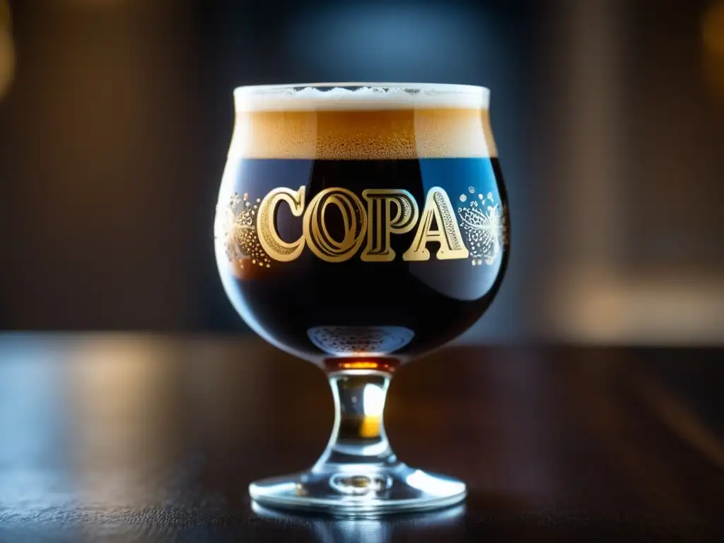 Detallada Copa de Globo con cerveza Stout Copa de Globo: La importancia del vidrio