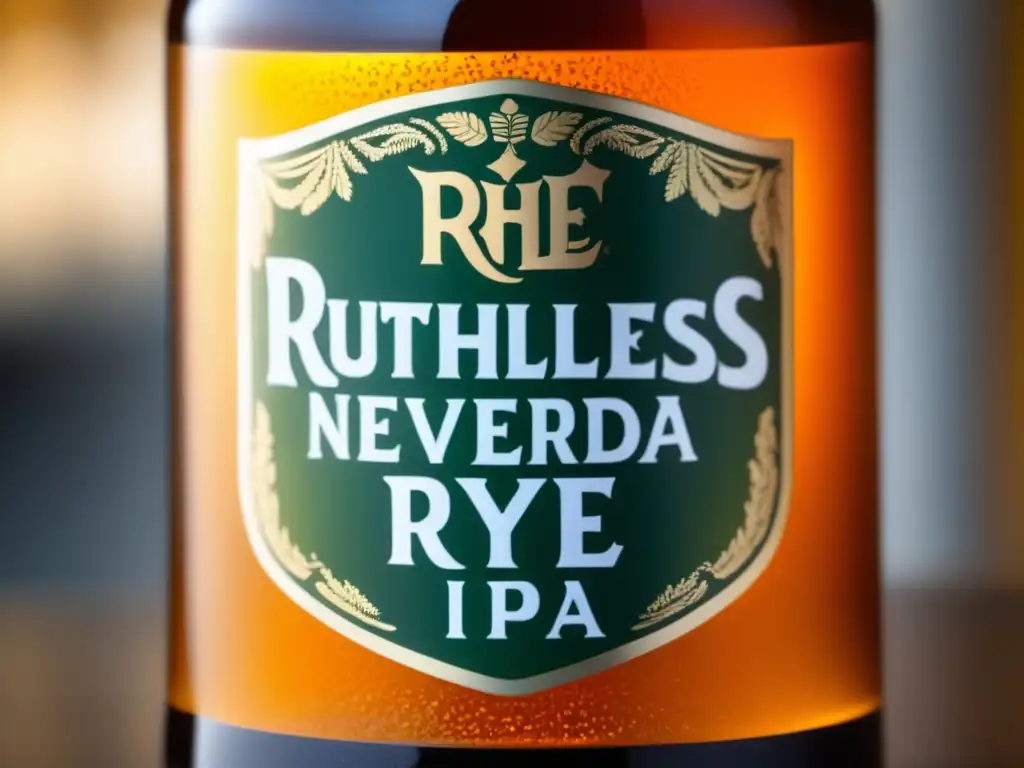 Cerveza Ruthless Rye IPA Sierra Nevada Un vaso frío de cerveza Ruthless Rye IPA de Sierra Nevada, con color ámbar, espuma densa y burbujas efervescentes