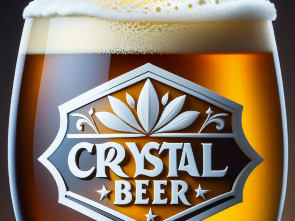 Cerveza artesanal ámbar en vaso de cristal Una degustación temática de cerveza artesanal en un vaso de cristal con espuma cremosa y detalles elegantes