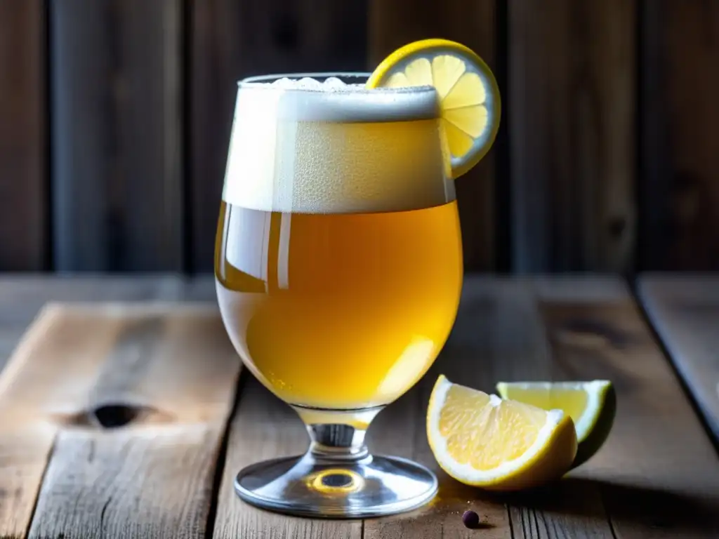 Cristalina Berliner Weisse con limón y menta Cerveza Berliner Weisse refrescante con limón y menta en vaso de vidrio -