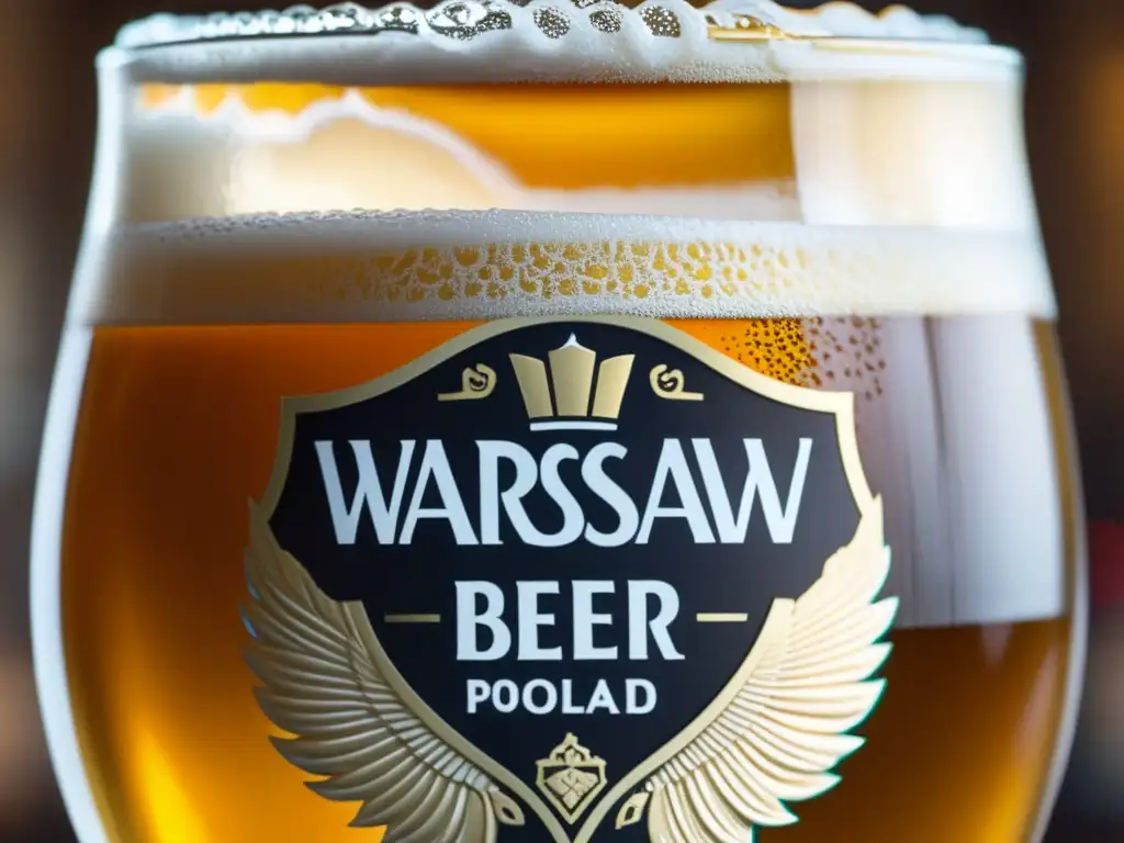 Cultura cervecera en Varsovia Ruta por Polonia: Cultura cervecera en Varsovia con cerveza dorada, vaso elegante y ambiente acogedor