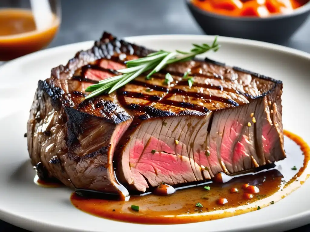 Una jugosa y sabrosa carne a la parrilla con salsa Monteith's, perfectamente cocinada y con un toque de sofisticación