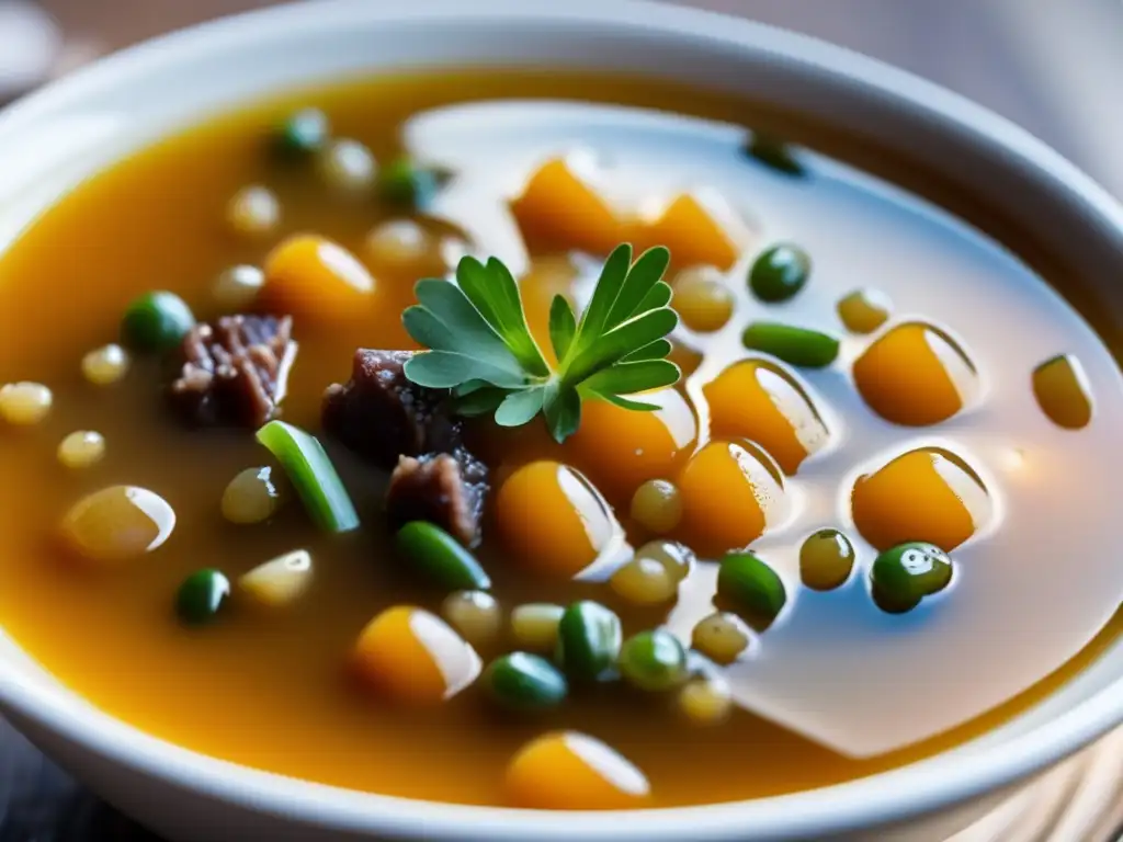Sopa de Cebada y Cerveza Escocesa Sopa Escocesa de Cebada y Cerveza - Broth dorado y textura aterciopelada con carne tierna, vegetales y hierbas frescas