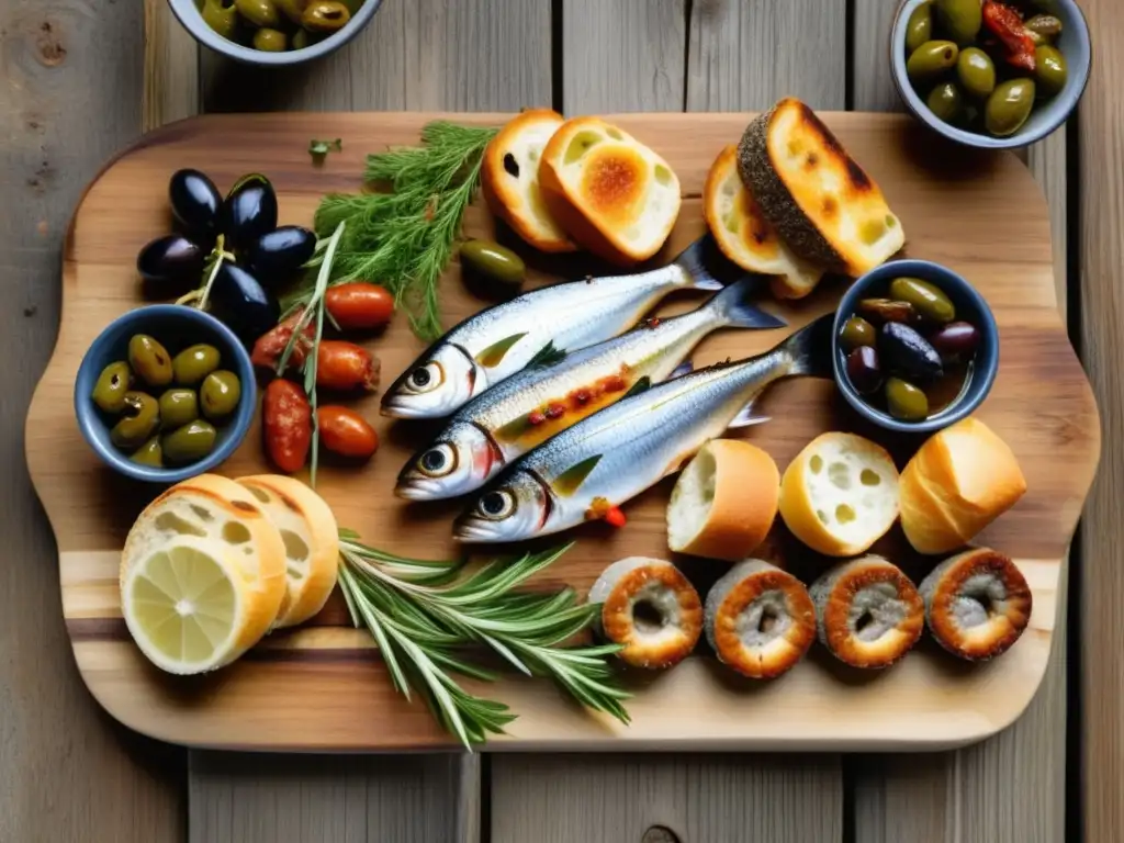 Deliciosas tapas portuguesas en plato rústico Deliciosas tapas portuguesas en una rústica tabla de madera - Ruta por Portugal