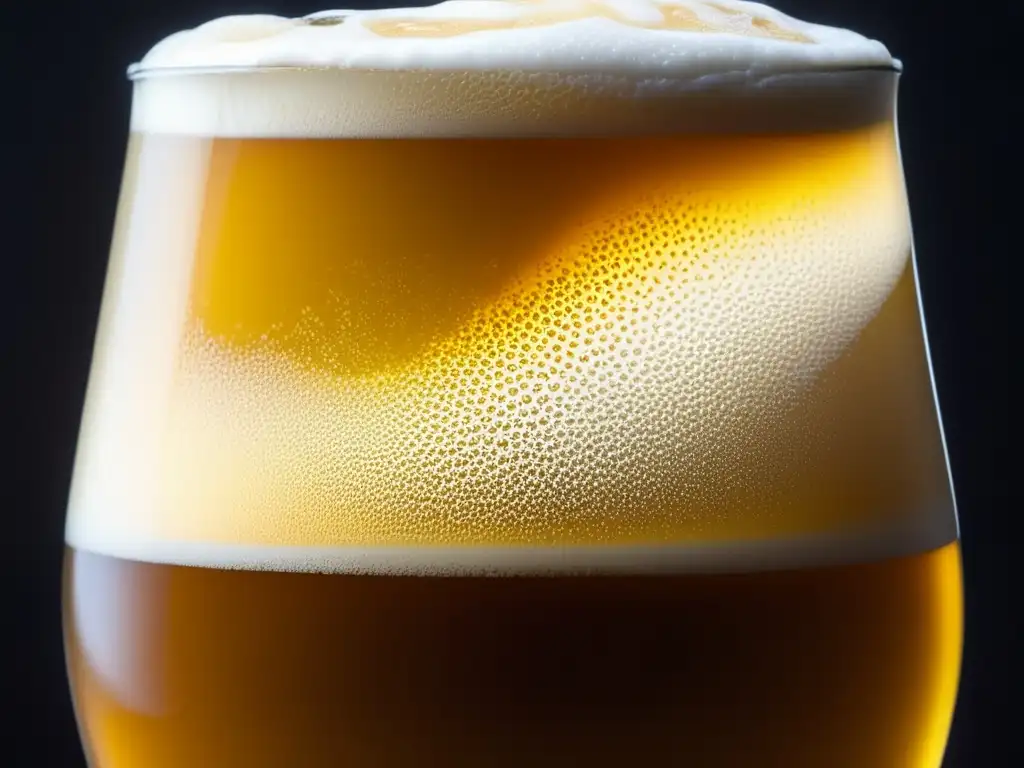 Cerveza artesanal dorada en vaso Cerveza artesanal asiática: un vistazo fascinante a una cerveza dorada servida en una copa, con una espuma cremosa y detalles intrincados