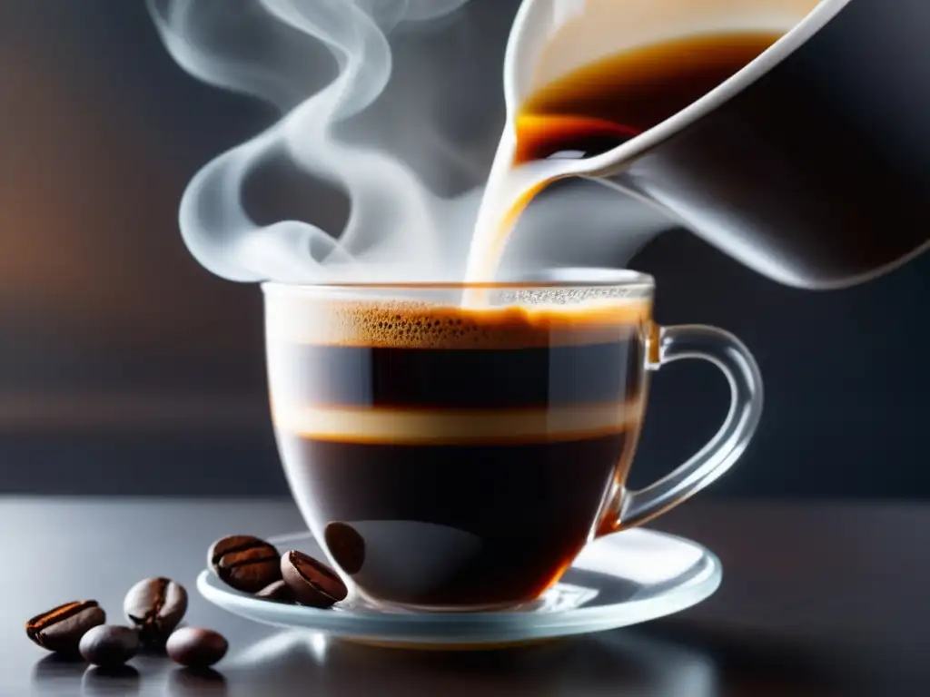 Taza de café recién hecho - Taza de café recién hecho con vapor y granos de café dark roast - kits experimentales