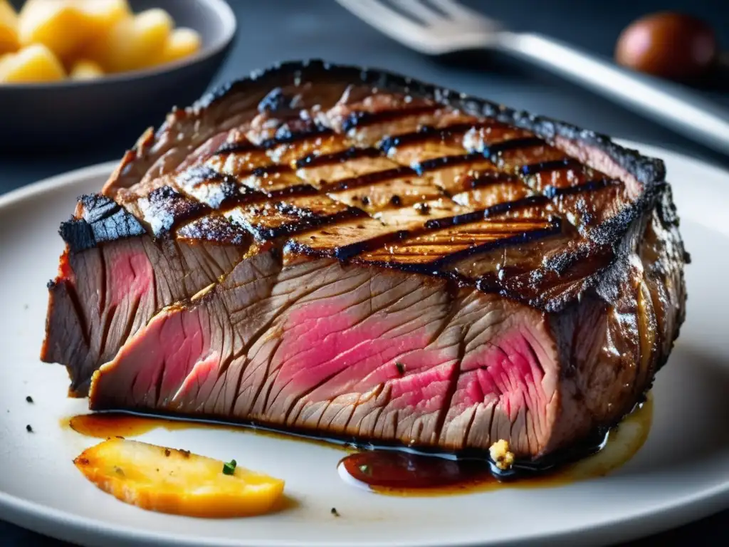 Delicioso filete dorado con costra, jugoso y tierno, con marcas de parrilla, perfecto para maridar con Session IPA