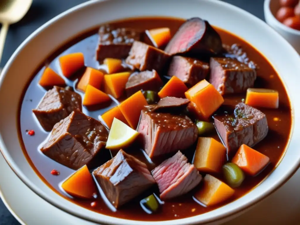 Delicioso Guláš checo en alta definición Delicioso Guláš checo en alta resolución: carne tierna, verduras coloridas y salsa sabrosa