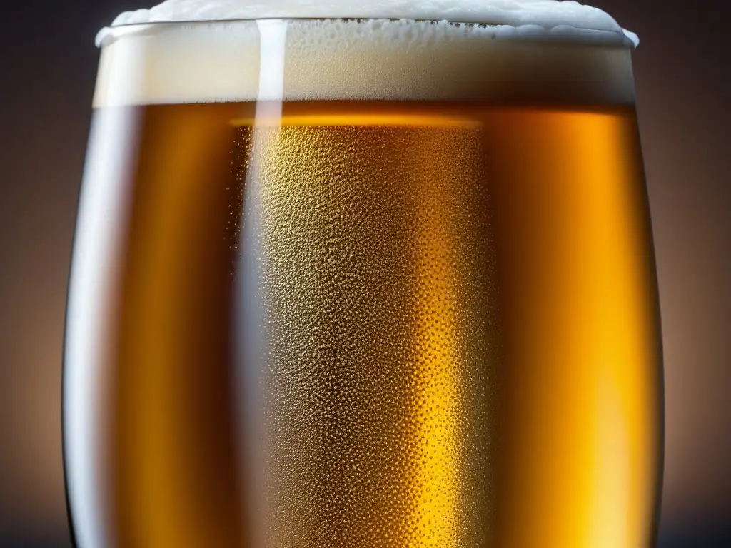 Cerveza dorada con burbujas y condensación en vaso - Identificar defectos en cerveza