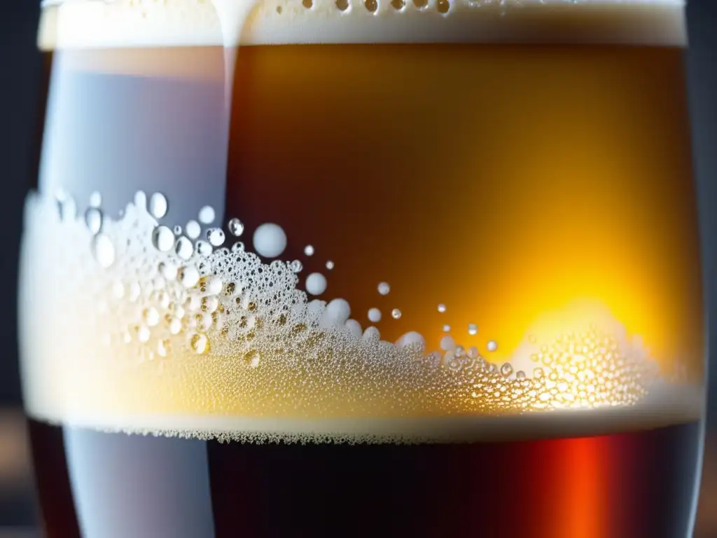 Cerveza Altbier: detalle y elegancia Detalle impresionante de Altbier: color dorado, burbujas, espuma cremosa y elegante acabado mate