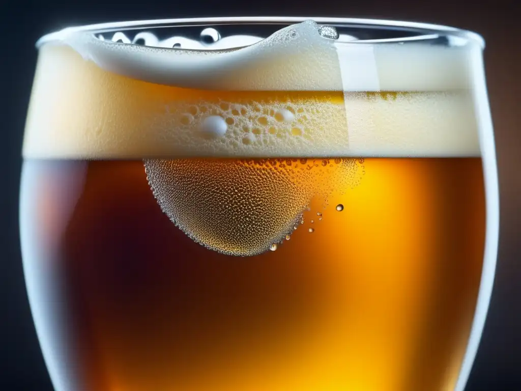 Cerveza artesanal perfecta: burbujas y color Cerveza artesanal con burbujas y gotas, color ámbar, certificaciones nacionales