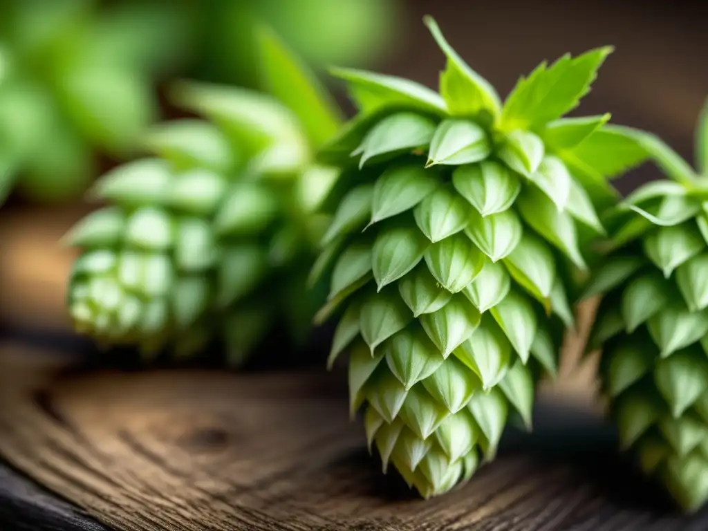 Detalles sorprendentes de lúpulo Léxico cervecero: Detalles increíbles de lúpulos en 8k, capturando su textura, color verde vibrante y belleza natural