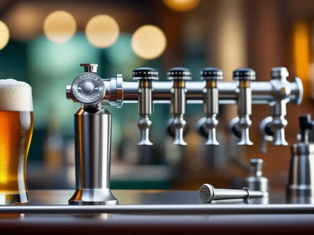 Detalle elegante de un grifo de cerveza desarmado Detalle de desmontaje de grifo de cerveza, elegante y profesional - Cervezas en Barril