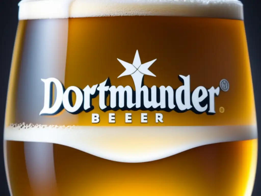 Cerveza Dortmunder perfectamente vertida Dortmunder cerveza dorada en vaso cristalino, con espuma blanca y burbujas elegantes