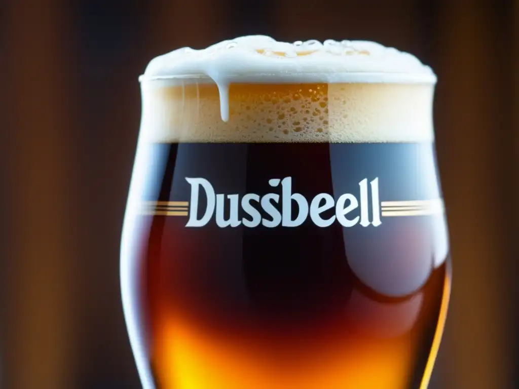 Vaso de Altbier Düsseldorf lleno de cerveza ámbar Altbier en vaso tradicional, claro y burbujeante