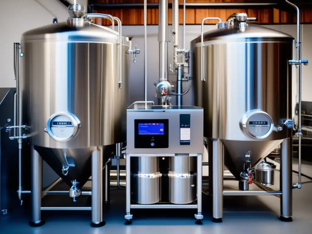 Equipo de cervecería casera avanzado Equipo avanzado de homebrewing: fermentador, sistema de recirculación y enfriamiento, maltería automatizada