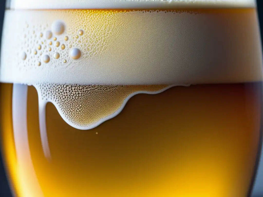 Cerveza ácida dorada con burbujas Cerveza ácida y experimentación: Burbujas doradas y texturas fascinantes en vaso de cerveza sour