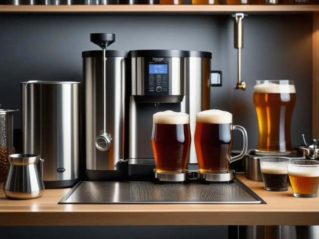 Pasión por el Detalle: Estación de elaboración de cerveza con equipo organizado y detallado