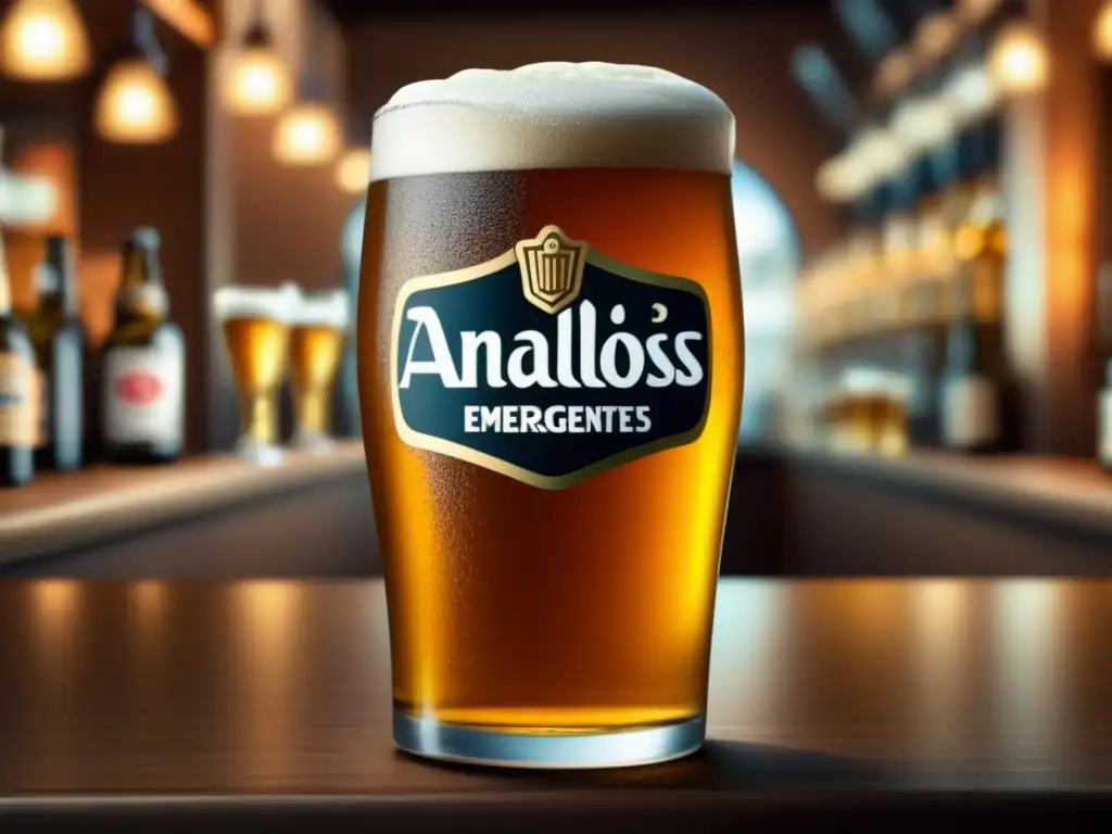 Análisis de Tendencias: Vaso de cerveza dorada con burbujas y condensación
