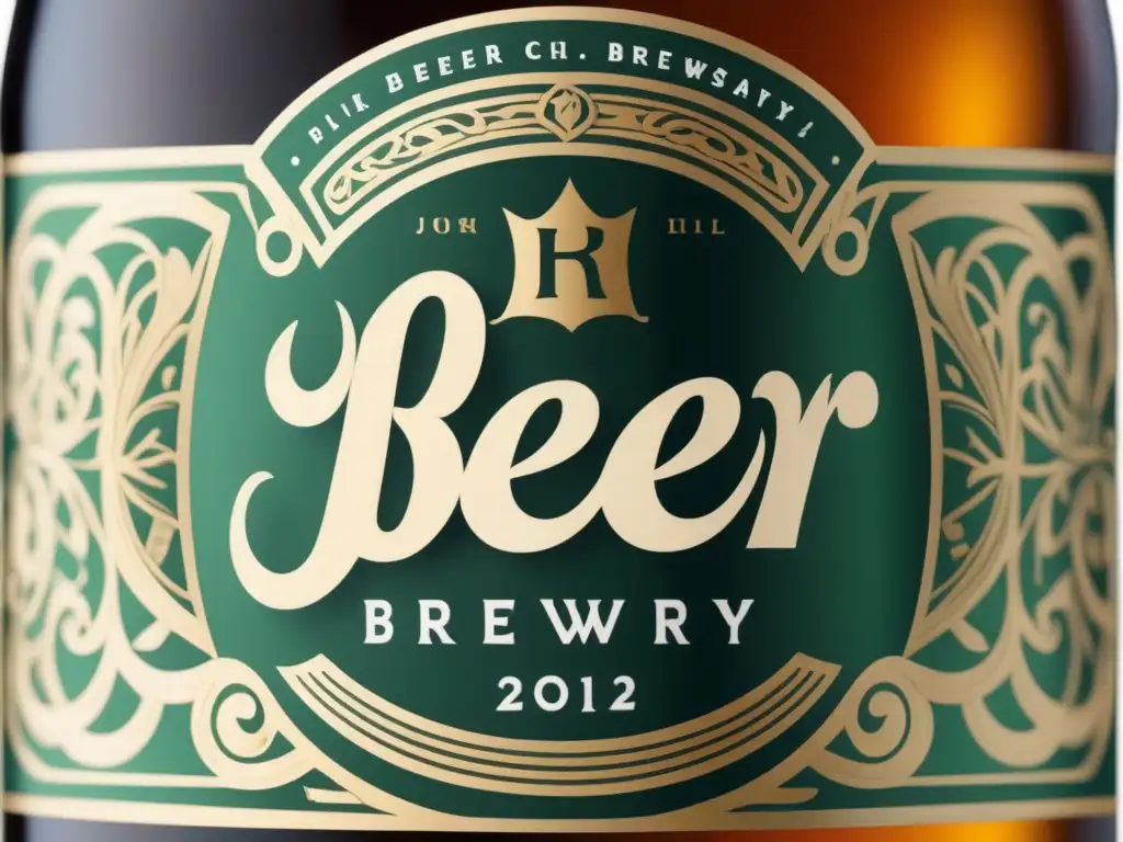 Detalle exquisito de etiqueta de cerveza Etiqueta de cerveza con diseño detallado, tipografía elegante y colores vibrantes