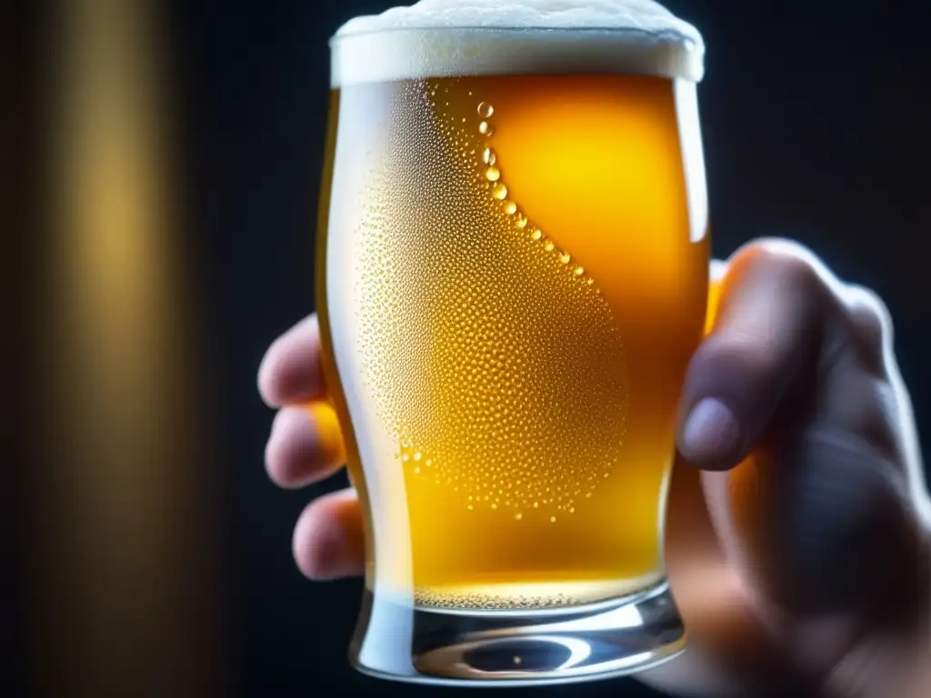 Experto sommelier sostiene cerveza dorada Maestro cervecero preparando exámenes y preparación