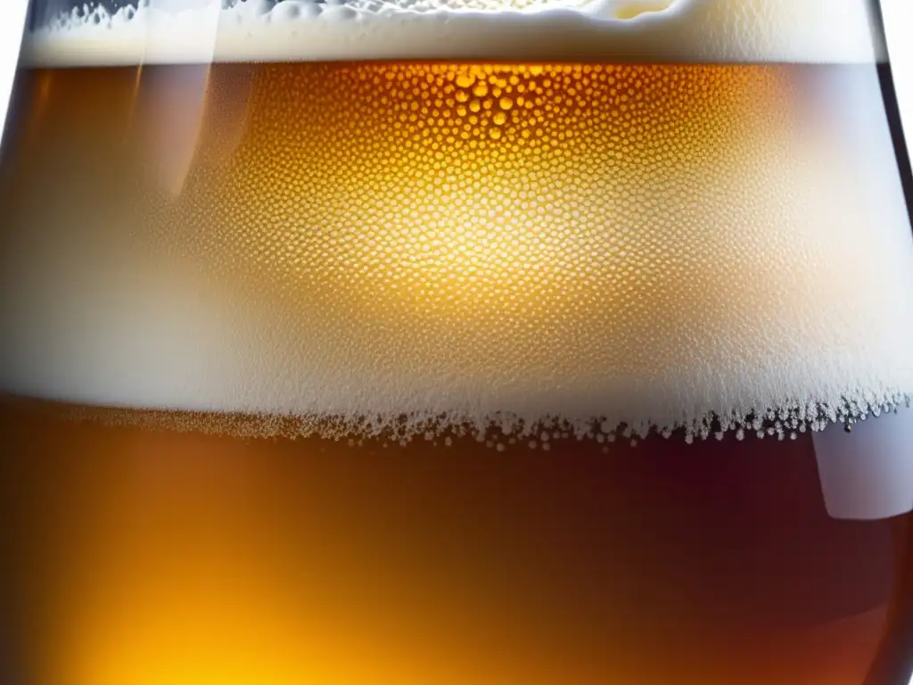 Fermentación de cerveza burbujeante Fermentación controlada: Vaso de fermentación de vidrio con cerveza burbujeante de color ámbar y espuma abundante