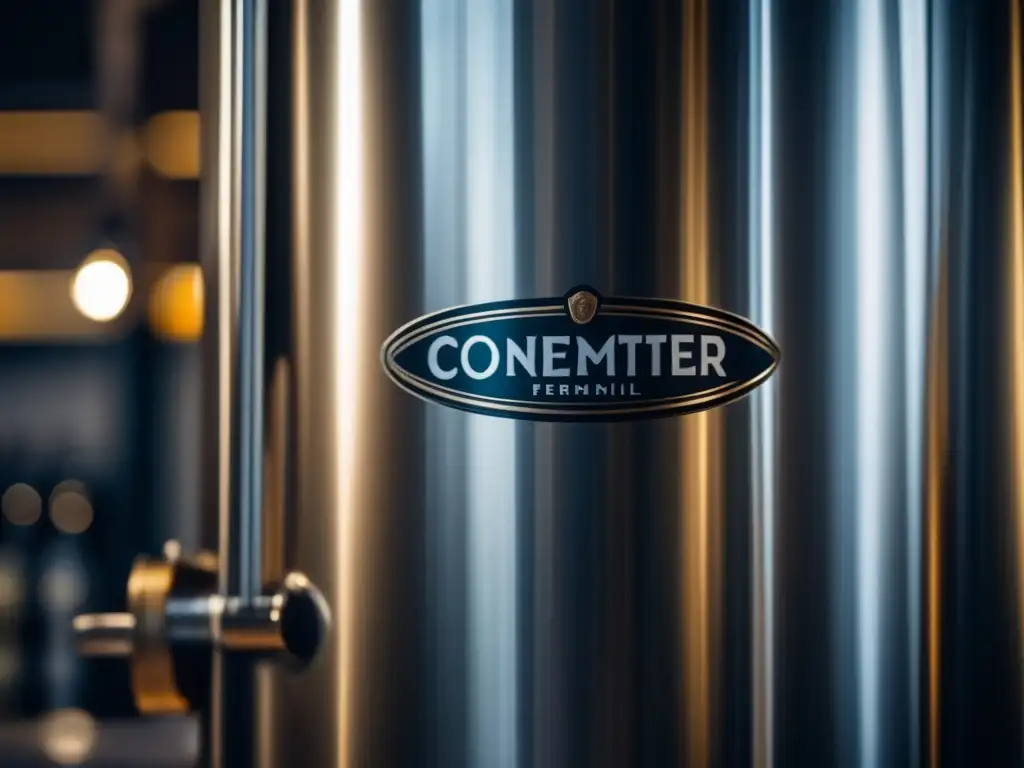Conical fermentador de metal con detalle y elegancia