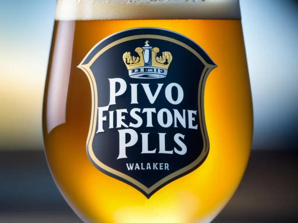 Cerveza Firestone Walker Pivo Pils: una pilsner dorada con burbujas y espuma blanca -