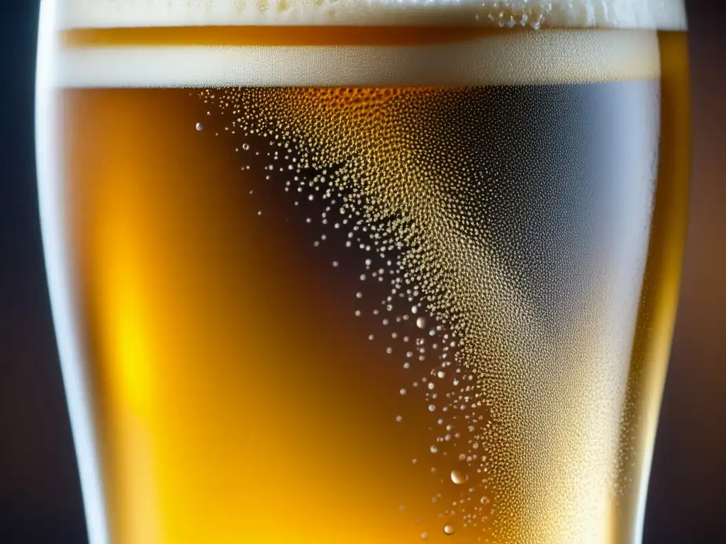Cerveza dorada con espuma y burbujas Cerveza dorada con espuma, burbujas y condensación en vaso elegante - Impresiones y Registro