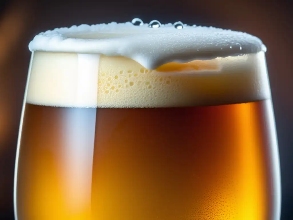 Cerveza artesanal ámbar con espuma cremosa Cerveza artesanal ámbar con espuma cremosa en vaso helado - Bares en Ámsterdam