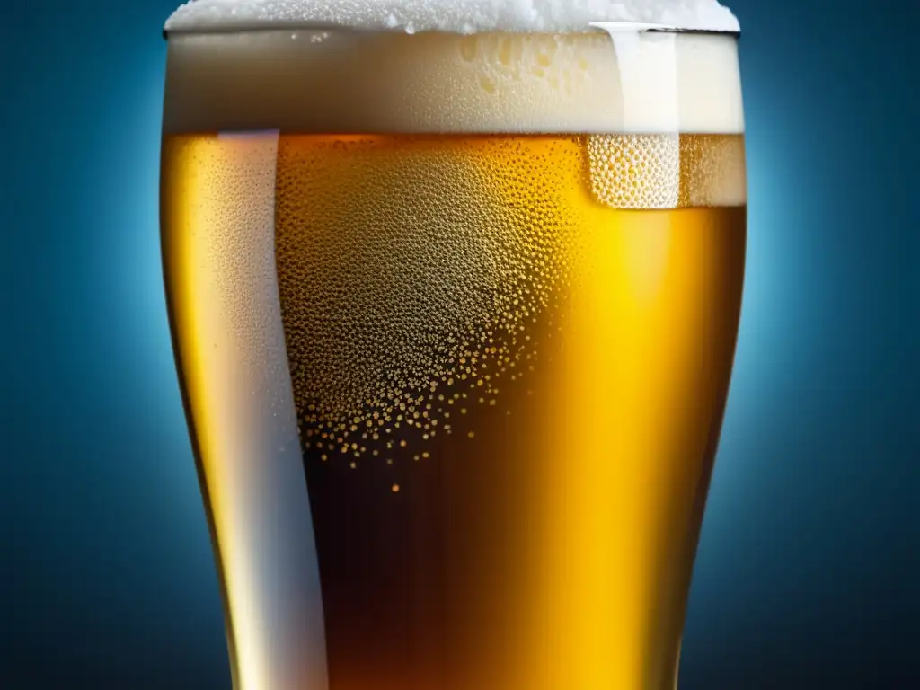 Cerveza sin alcohol dorada y refrescante Cerveza sin alcohol dorada y efervescente en vaso helado - Técnicas Modernas