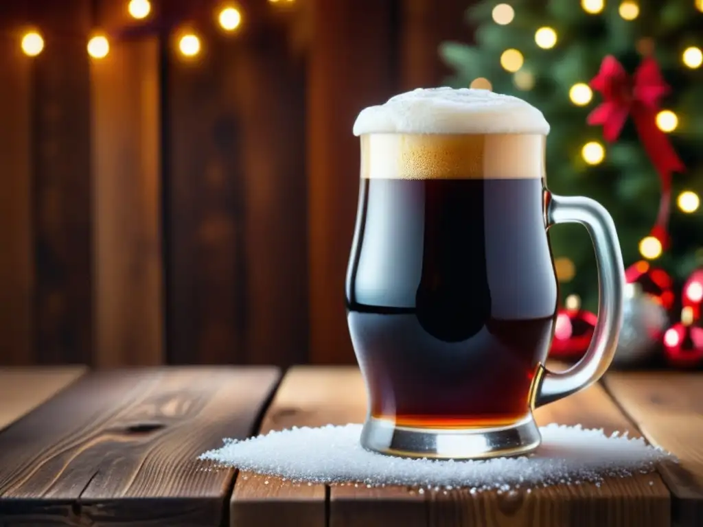 Cerveza navideña con espuma cremosa Cerveza navideña con espuma cremosa y detalles de sabores especiados y maltas tostadas