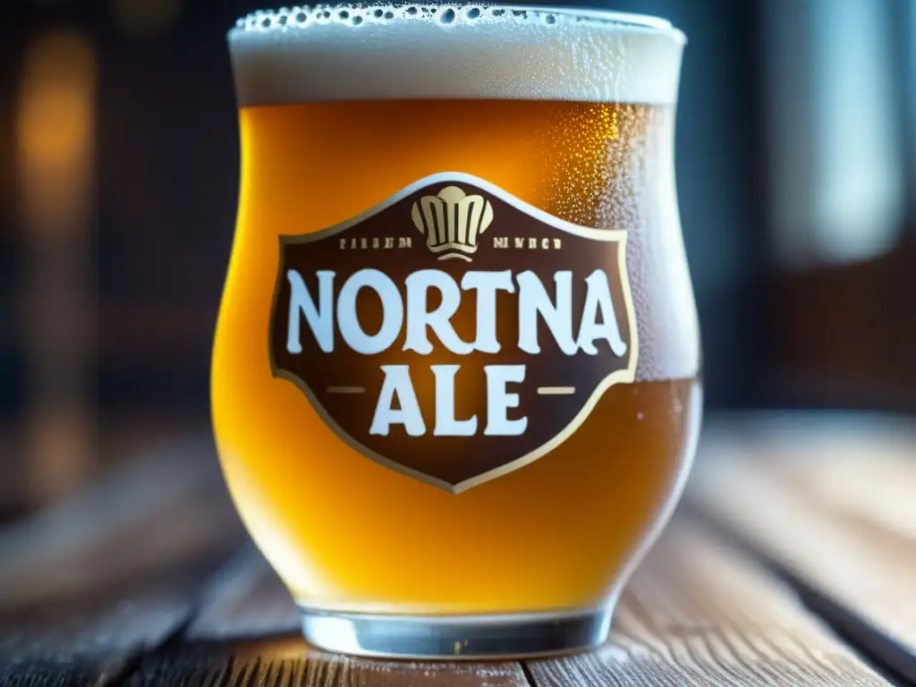 Cerveza Nortña Golden Ale en vaso de cristal helado