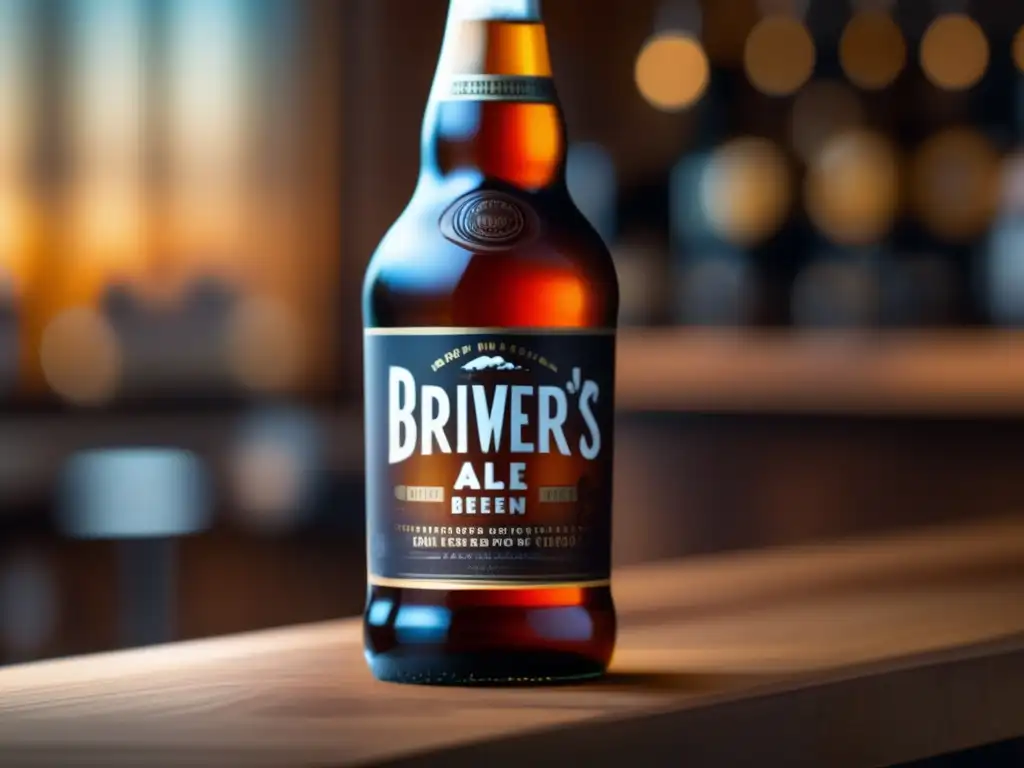 Refrescante cerveza inglesa ámbar en vaso de cristal Kit cerveza extracto: Cerveza Brown Ale con textura de madera, burbujas y detalles invitadores