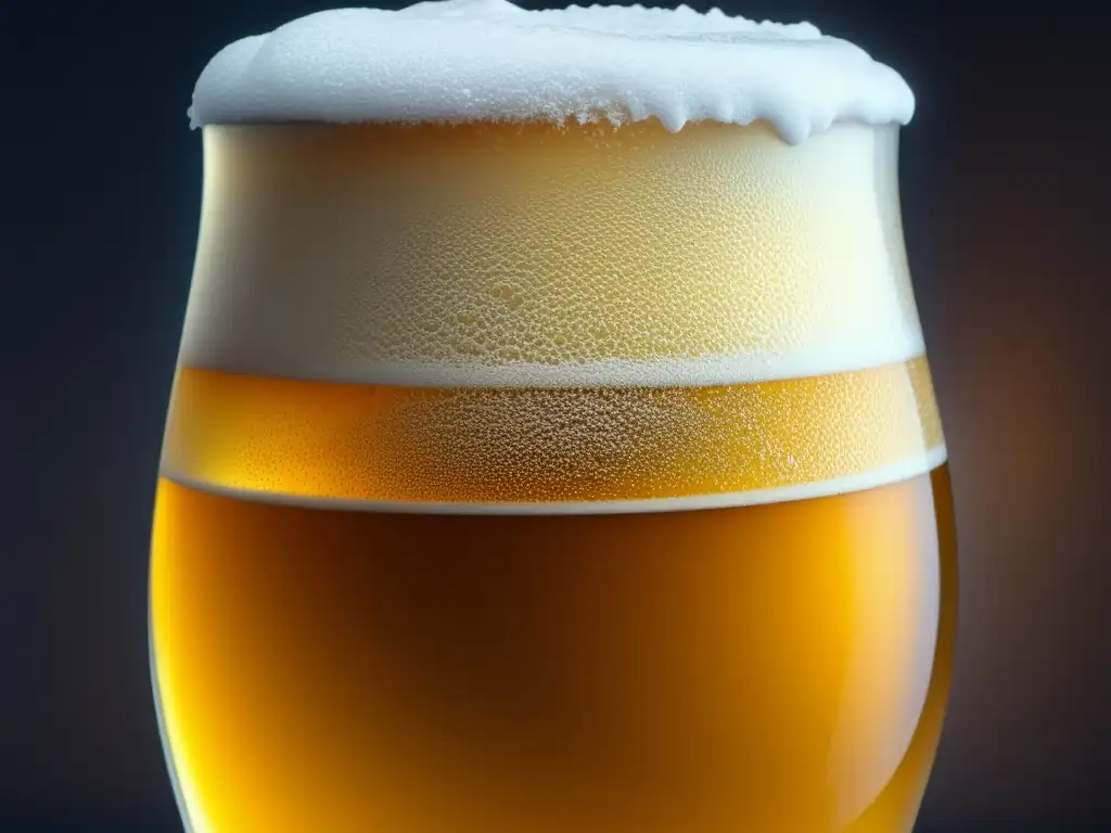 Cerveza dorada con burbujas Cerveza dorada con burbujas, vidrio inclinado, condensación y temperatura ideal