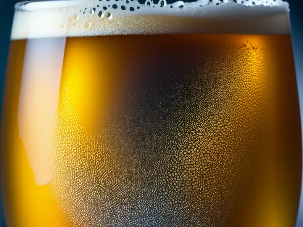 Cerveza IPA fría y refrescante Closeup de una cerveza Cold IPA dorada y refrescante con condensación y burbujas
