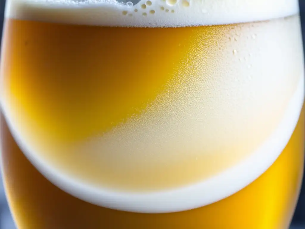 Gose dorada con espuma cremosa y burbujas, resaltando su frescura (110 caracteres)