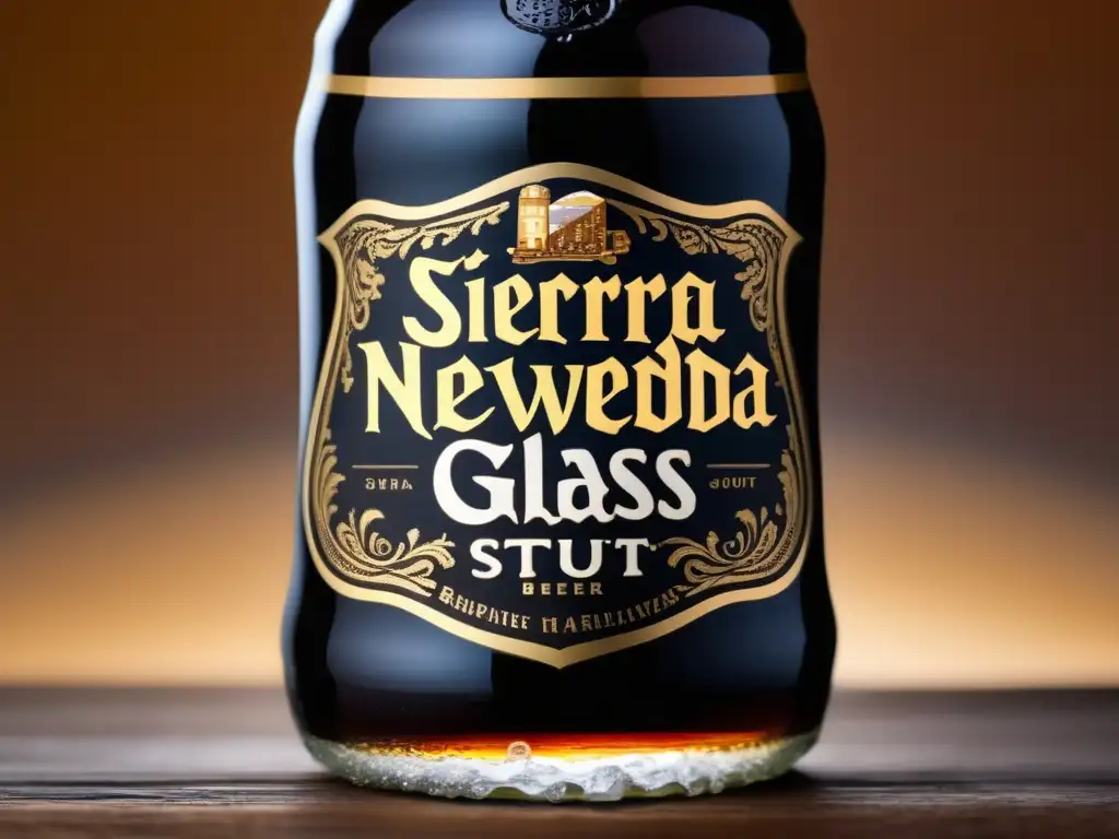 Cerveza negra con espuma cremosa y burbujas Una imagen detallada de una cerveza negra americana Stout: rica, cremosa y con burbujas, invitando a disfrutarla