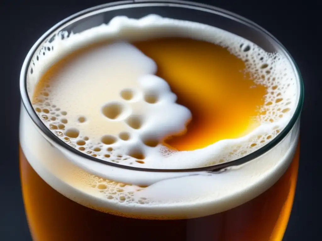 Cerveza ámbar perfectamente vertida Cerveza ámbar perfectamente servida en vaso con espuma cremosa -