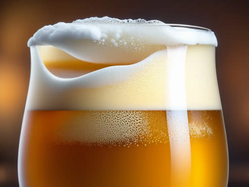 Cerveza belga dorada con burbujas y espuma cremosa Cerveza Belga estilo Ale con espuma cremosa y burbujas en un vaso