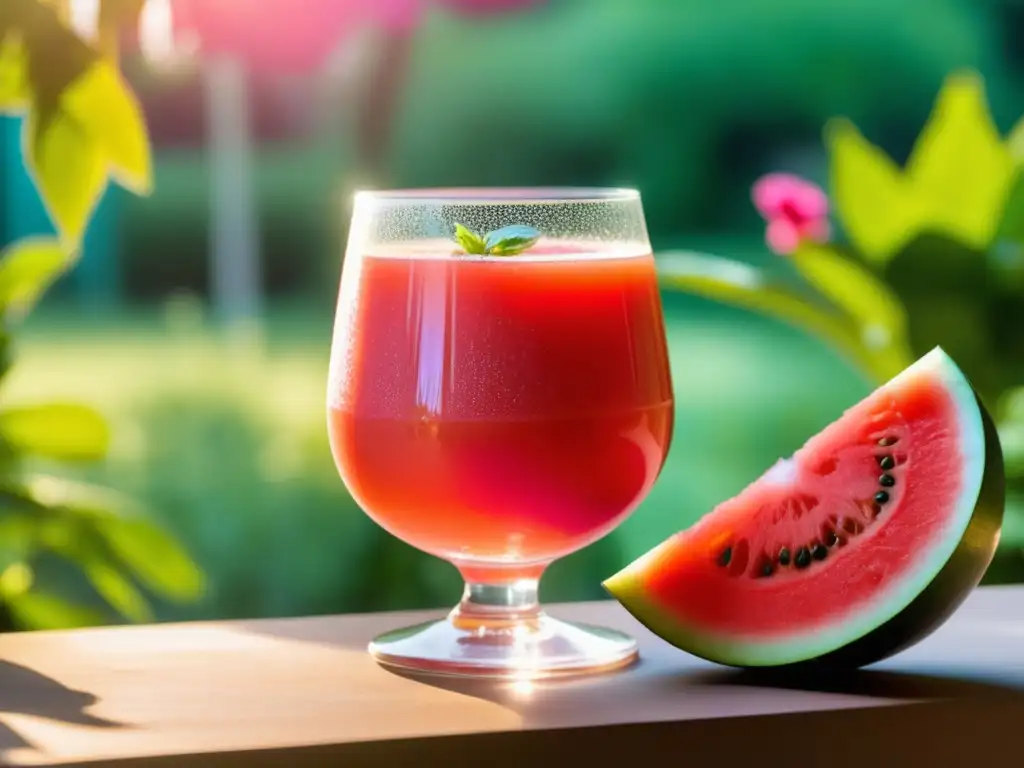 Gazpacho de Sandía y Sour Ale en jardín veraniego Gazpacho de Sandía y Sour Ale en un jardín de verano