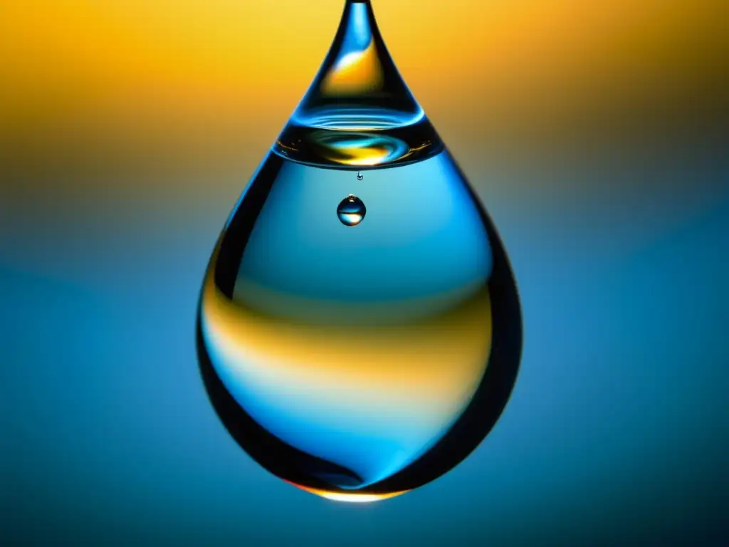 Gota de agua cristalina en alta definición Gota de agua cristalina en suspensión, alta definición