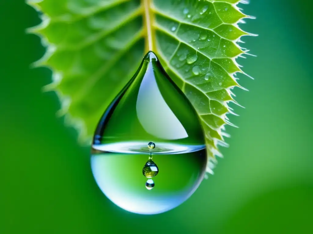 Gotas de agua en cono de lúpulo verde Detalle de gota de agua en cono de lúpulo verde para cerveza artesanal