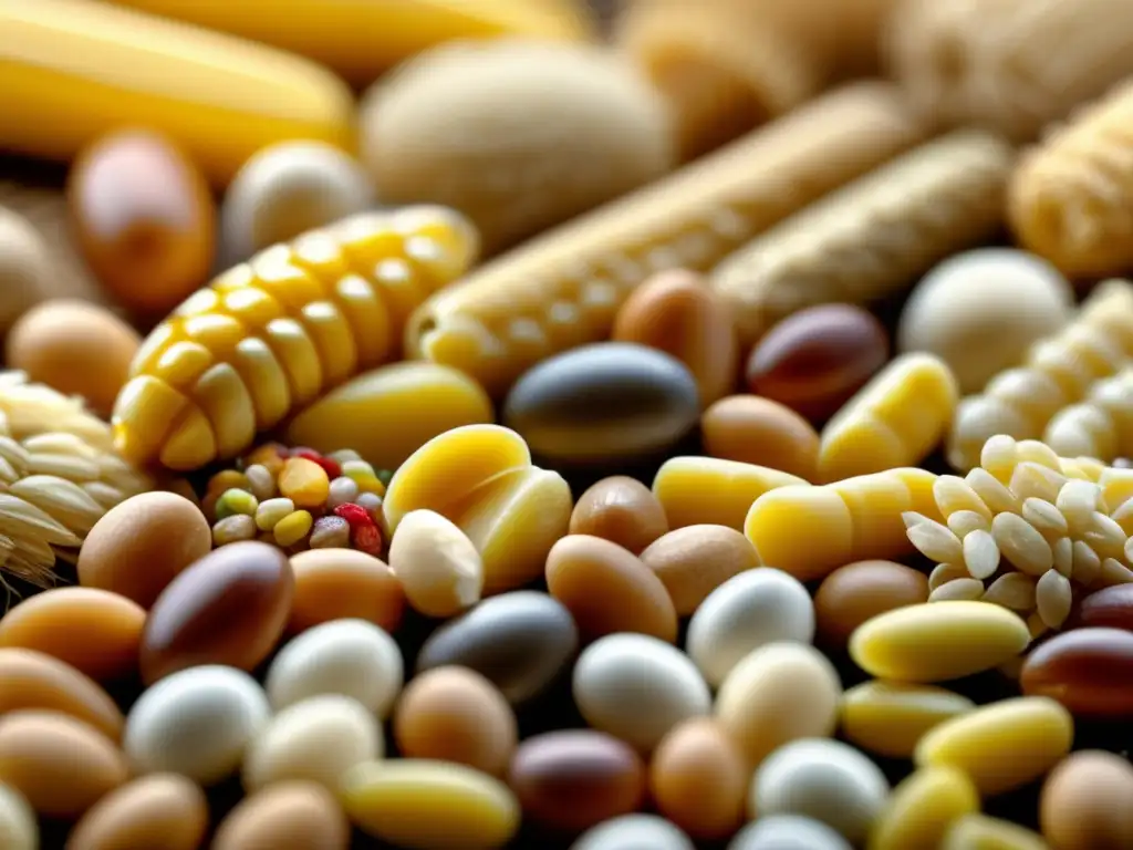 Granos de cereal en detalle Guía cereales: variedad de granos en primer plano con texturas, colores y formas detalladas
