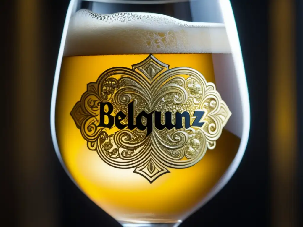 Cerveza Gueuze belga: tradición y artesanía Ruta por Bélgica: Gueuze dorada en vaso artesanal con burbujas y reflejos