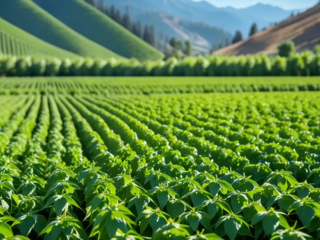 Herencia de Sierra Nevada: Campo de lúpulo vibrante en California, resaltando la dedicación de la cervecería a los mejores ingredientes