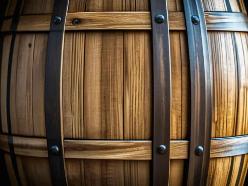 Barrela de bourbon envejecida y detallada Detalle de barril de bourbon con patrón de grano y pátina envejecida - técnicas madera