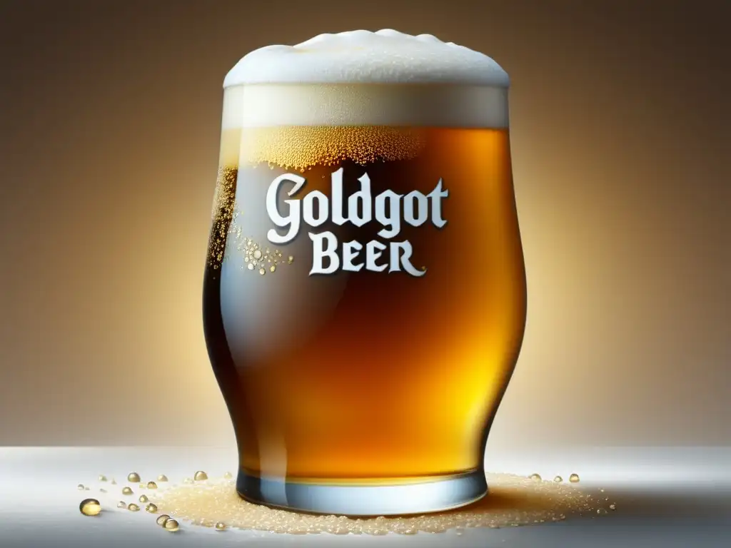 Cerveza braggot dorada en vaso con condensación Imponente imagen fotorealista de una cerveza braggot dorada en un vaso, con apariencia rica y efervescente