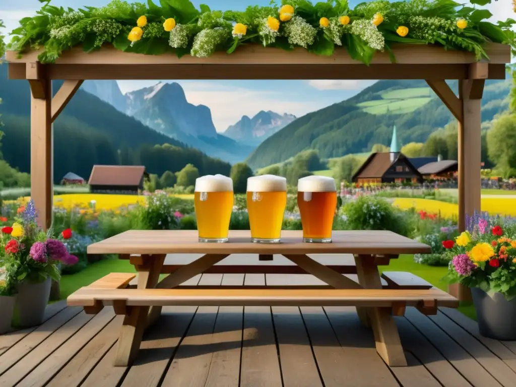 Cerveza alemana en un hermoso jardín Documental cervecerías alemanas en un jardín de cerveza tradicional con detalles ultradetallados